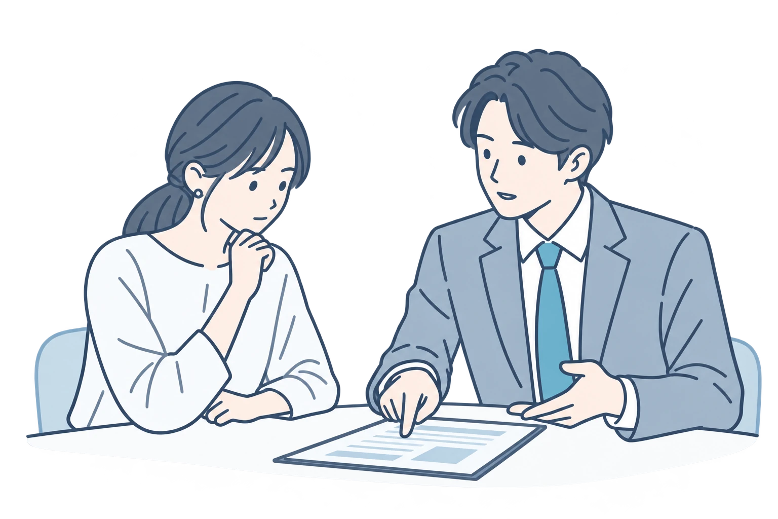 見積書を見ながら調査内容と費用の説明を受ける相談者