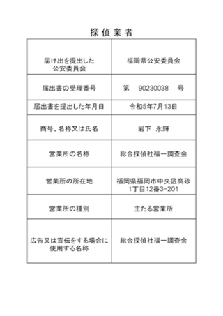 探偵業標識