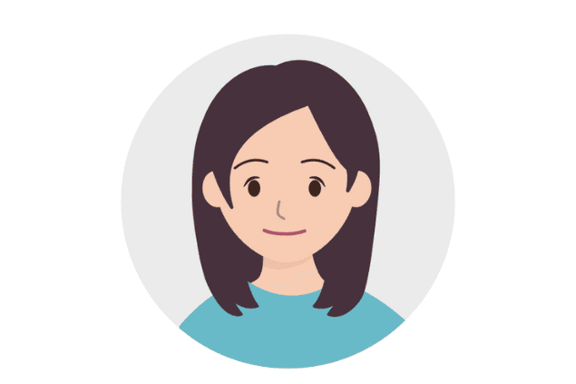 事例紹介で使用される女性相談者のイラストアイコン。汎用的に使えるシンプルな表情。