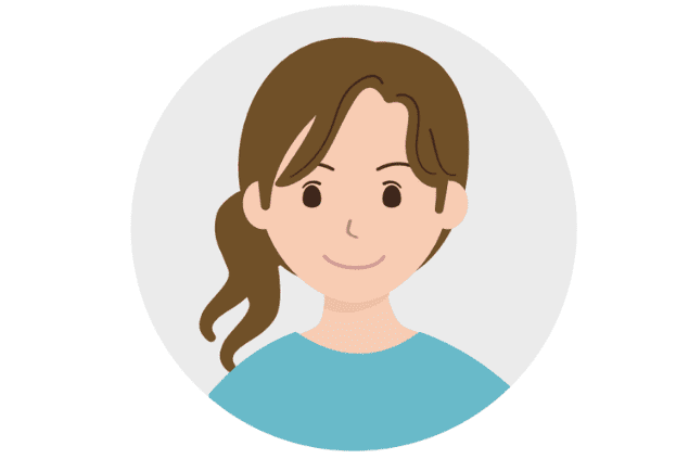 サイドポニーテールの女性のイラスト。事例紹介で使用される汎用的な相談者アイコン画像。