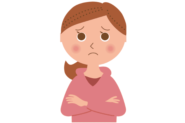 腕を組んで不安そうな女性のイラストアイコン