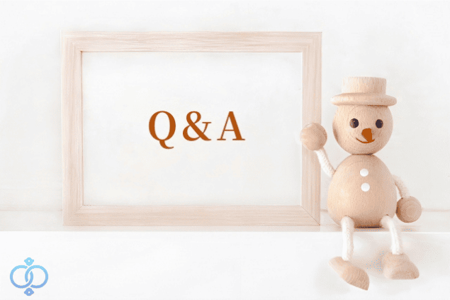 木製の人形がQ＆Aと書かれたボードを持っている