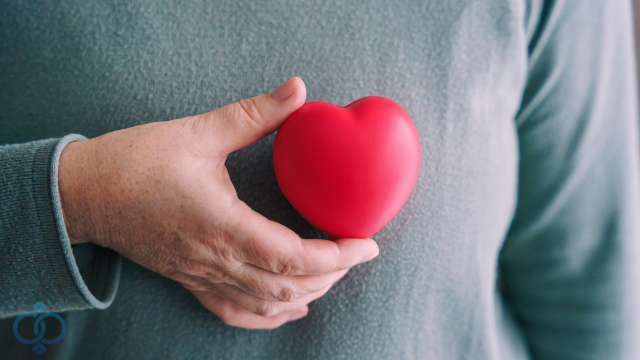 ハートを持つ男性の手